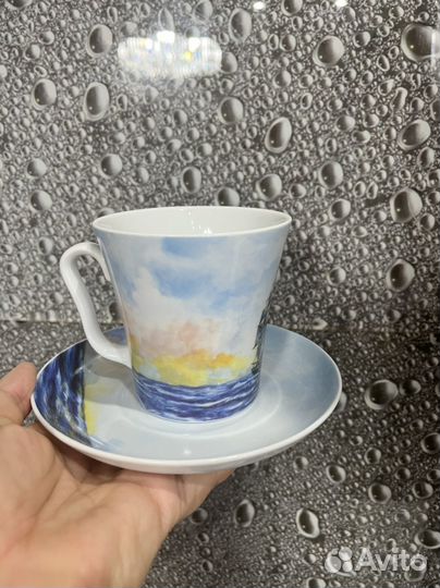 Бокал с блюдцем лфз фарфор новый