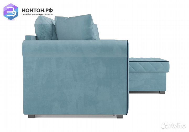Угловой диван дельфин Берлин велюр голубой