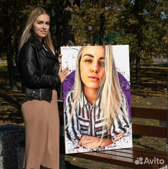 Портрет на холсте c фото