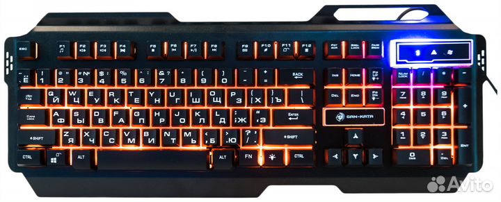 Клавиатура игровая с подсветкой 3 цвета, металл