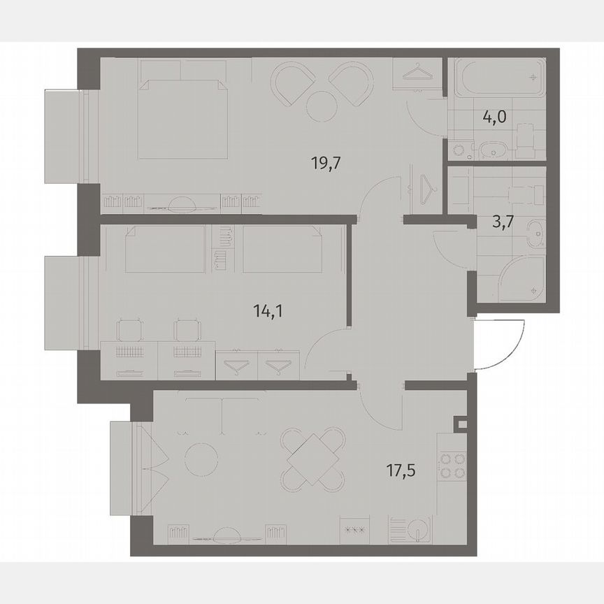 2-к. квартира, 66,3 м², 2/8 эт.