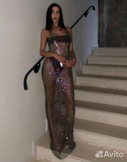 Платье сетка со стразами