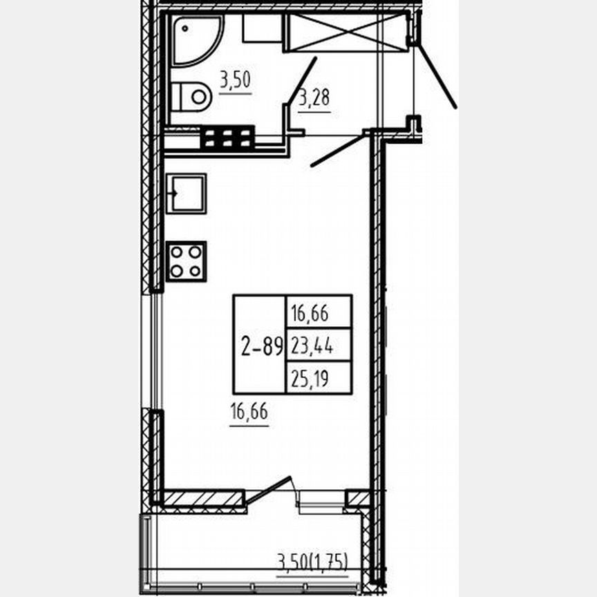 Квартира-студия, 23,4 м², 4/4 эт.