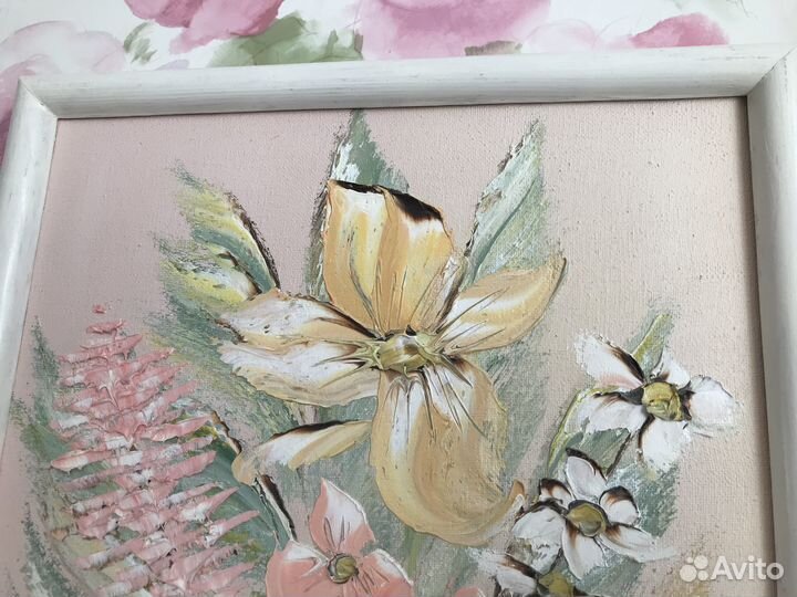 Картина цветы, масло, холст