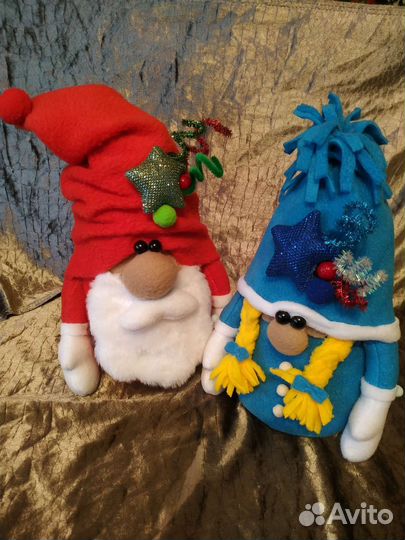 Новогодние гномы дед мороз и снегурочка