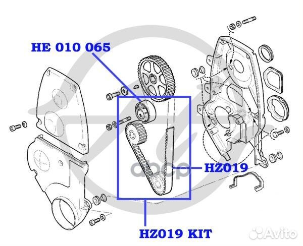 Ремкомплект грм гранта 8V (ремень+1 рол) HZ019KIT