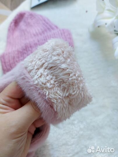 Комплект шапка + варежки(меховые)