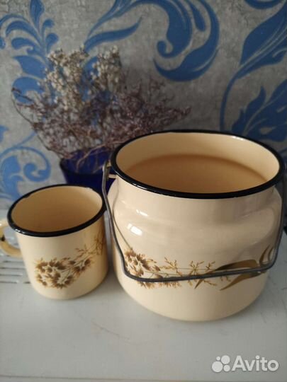 Бидон эмалированный кружка в подарок