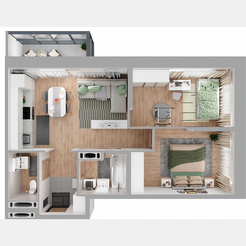 2-к. квартира, 56,7 м², 3/23 эт.
