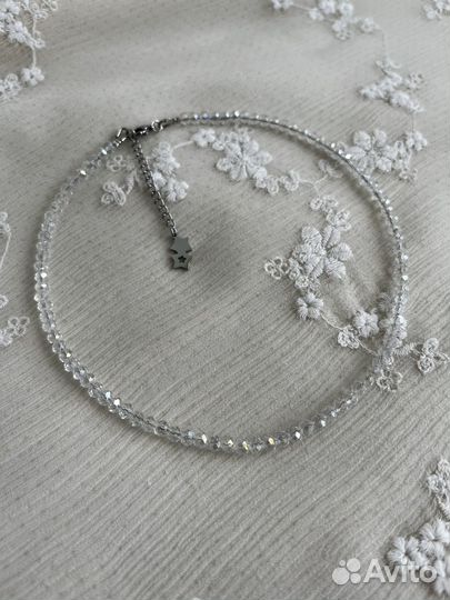 Чокер прозрачный, чешское стекло