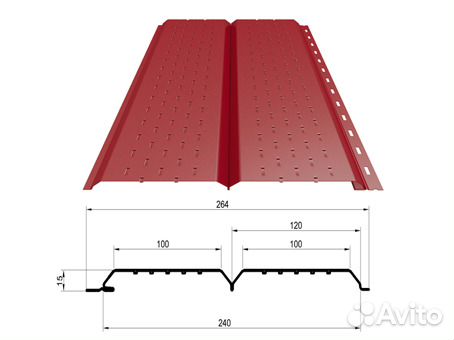 Софит L-брус металлический перфорированный