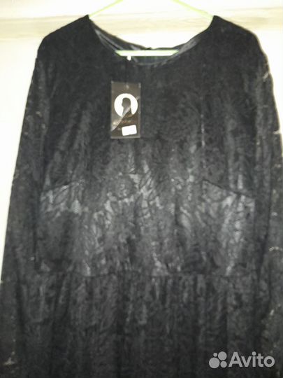 Вечернее чёрное платье (гипюр) 52 размер