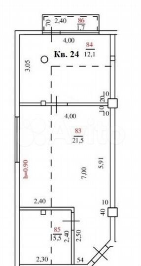 2-к. квартира, 40,8 м², 4/4 эт.