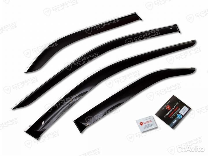 Дефлекторы окон Nissan NP300 (D22) с хромом