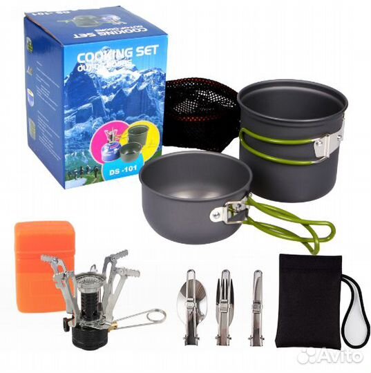 Набор посуды походный DS-101+ горелка + набор