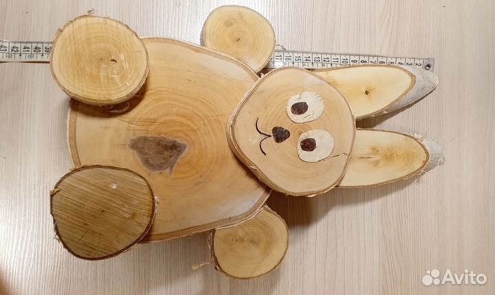 Заяц из спилов березы интерьерная фигурка экостиль