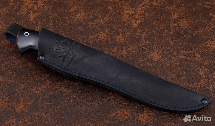 Нож Барракуда сталь дамаск торцевой с воронением р