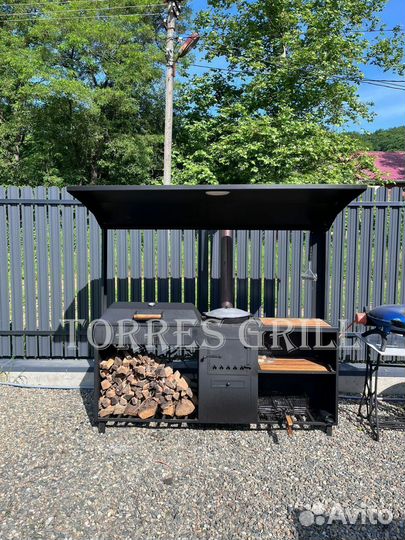 Мангал с печью под казан и крышей Производитель