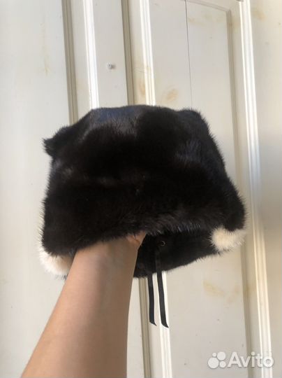 Шапка норковая с ушками кошка 56 ог