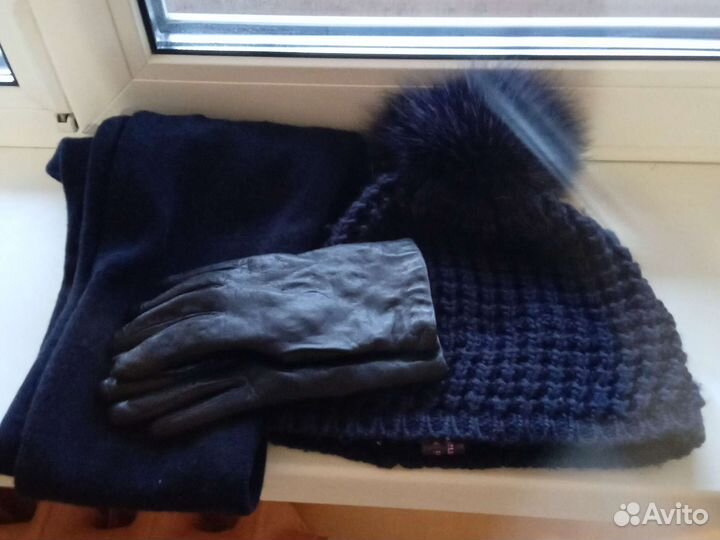 Женский шарф+шапка+перчатки