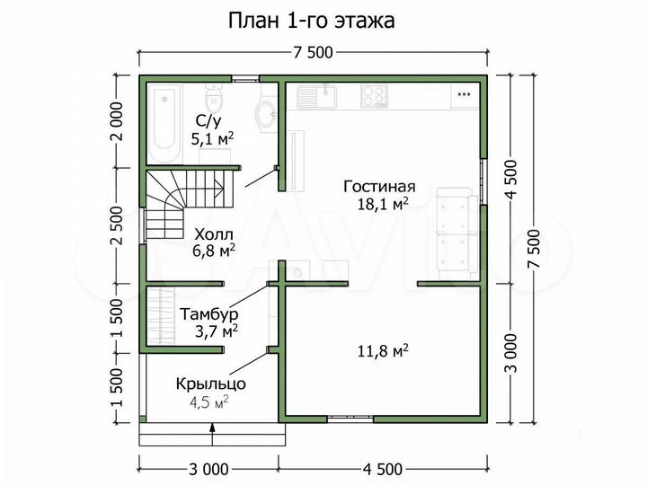 Дом 105 м² на участке 6 сот.