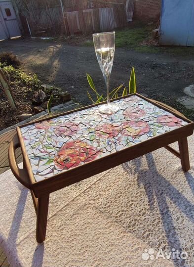 Кофейный Столик-Поднос ручной работы. Мозаика