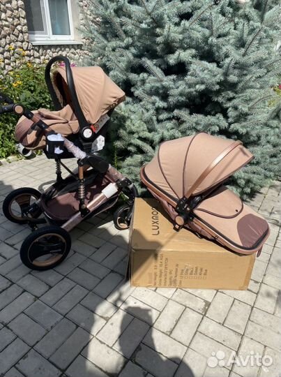 Коляска 3 в1 (коричневая -карамель )