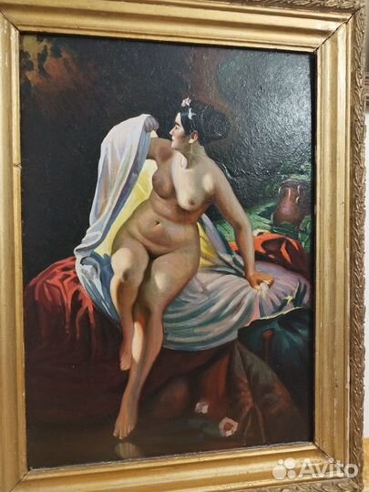 Картина масло сер. 20 в. копия Беллоли Купальщица