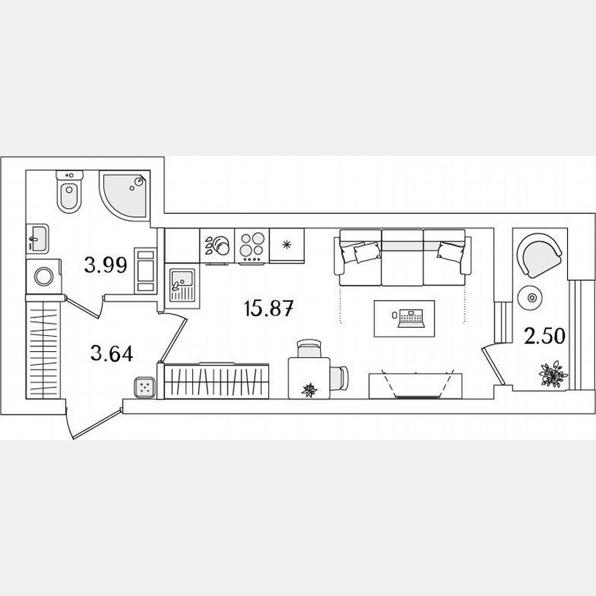 Квартира-студия, 24,8 м², 11/23 эт.