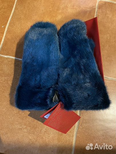 Рукавицы из норки с настоящей кожей