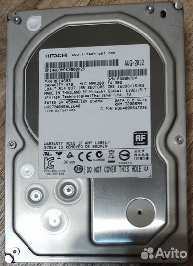 Жесткий диск HDD Hitachi 4tb