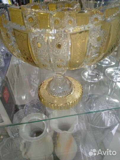 Ваза для фруктов на ножке хрусталь