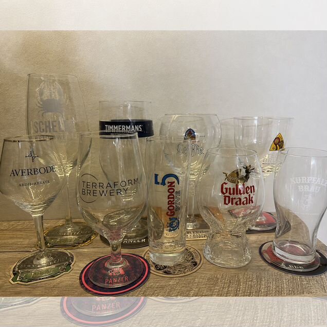 Пивные бокалы:Schelde,Averbode,Leffe,Timmermans