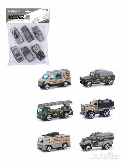 Набор машин металлических 6 шт., пакет