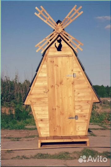 Дачный туалет деревянный прямоугольник POL