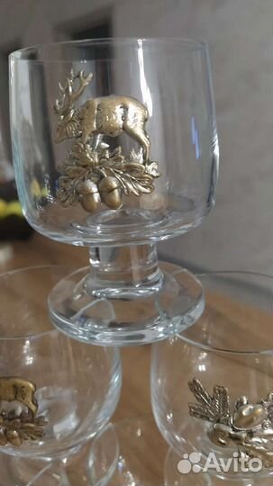 Бокалы Охота чешский хрусталь СССР