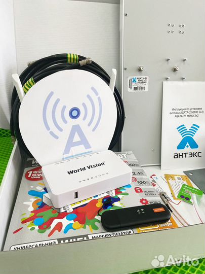 Комплект Роутер+Модем+Антенна для усиления 4G+sim
