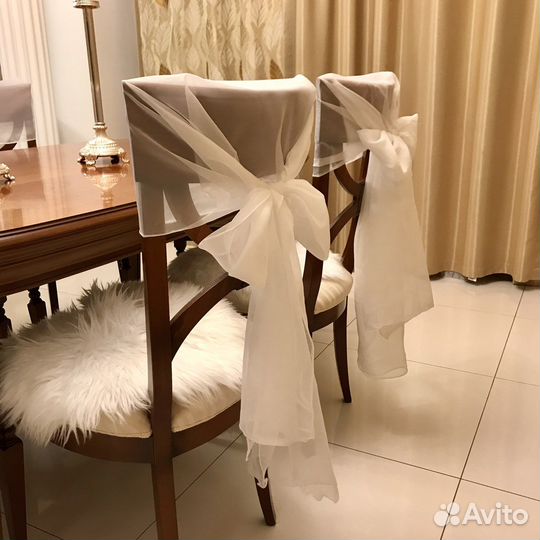 Аренда белых бантов 50 шт на стулья