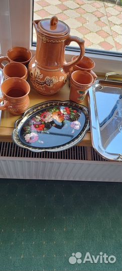 Подносы жостово ссср,нержавейка,кувшин набор