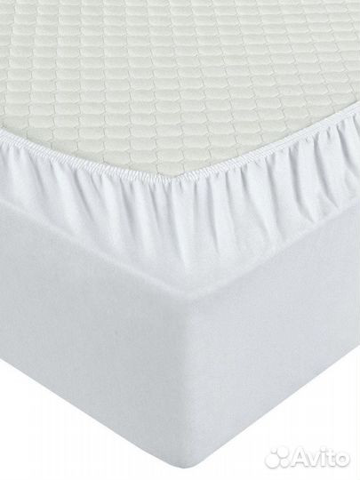 Простыня махровая на резинке аква - стоп