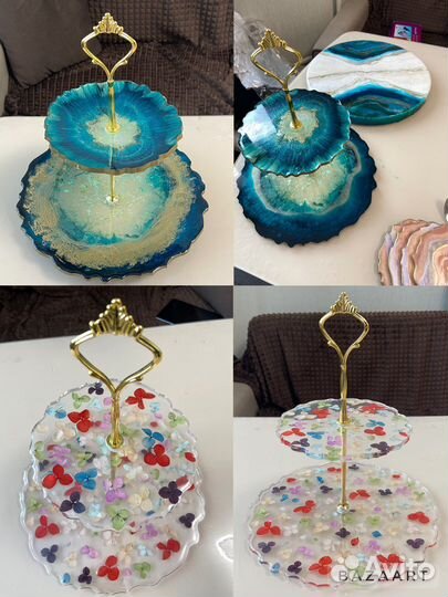 Конфетница этажерка фруктовница из смолы