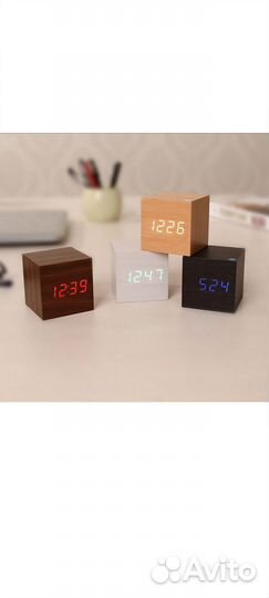 Настольные электронные часы Деревянный куб