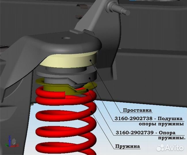 Проставки под пружину УАЗ Хантер, Патриот +40мм