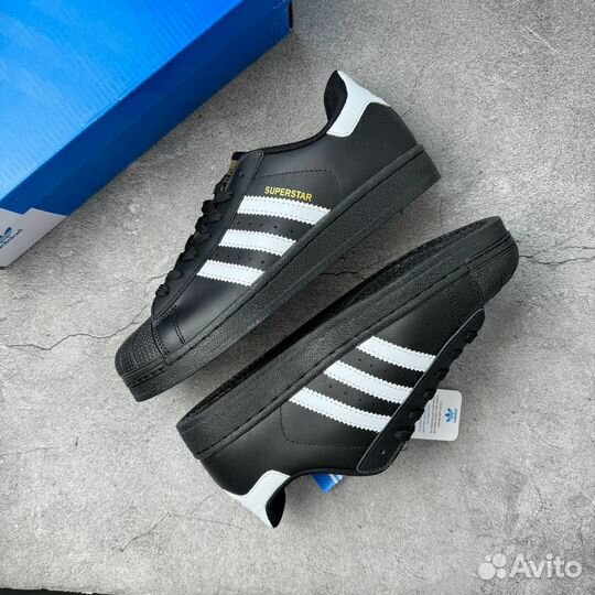 Кроссовки Adidas Superstar Black White (36-45)