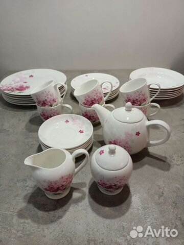 Новый чайно-столовый сервиз 6 персон 33 шт фарфор