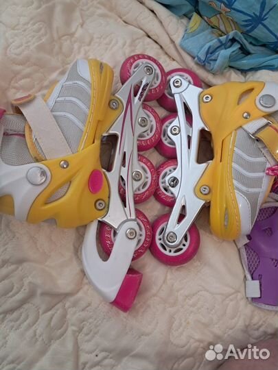 Роликовые коньки детские раздвижные с защитой