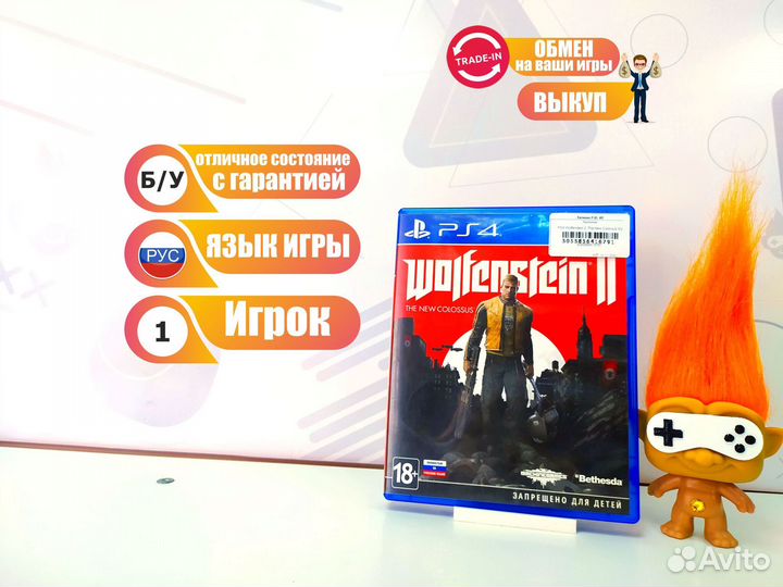 Диск для PS4 Wolfenstein 2: The New Colossus б/у