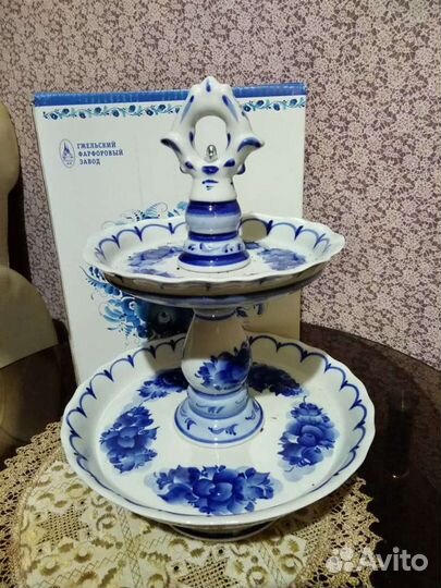 Ваза для фруктов Гжель