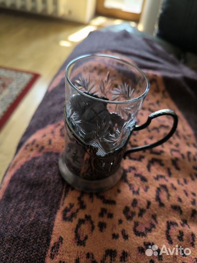 Подстаканник со стаканом мельхиор. Новый