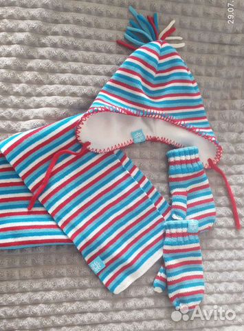 Шапки 3шт + шарф + варежки